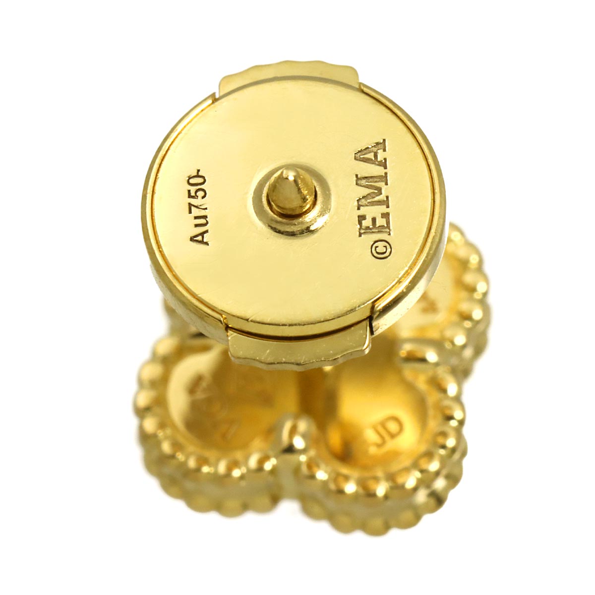 Sweet Alhambra Onyx Earrings Pierced 18K YG 750