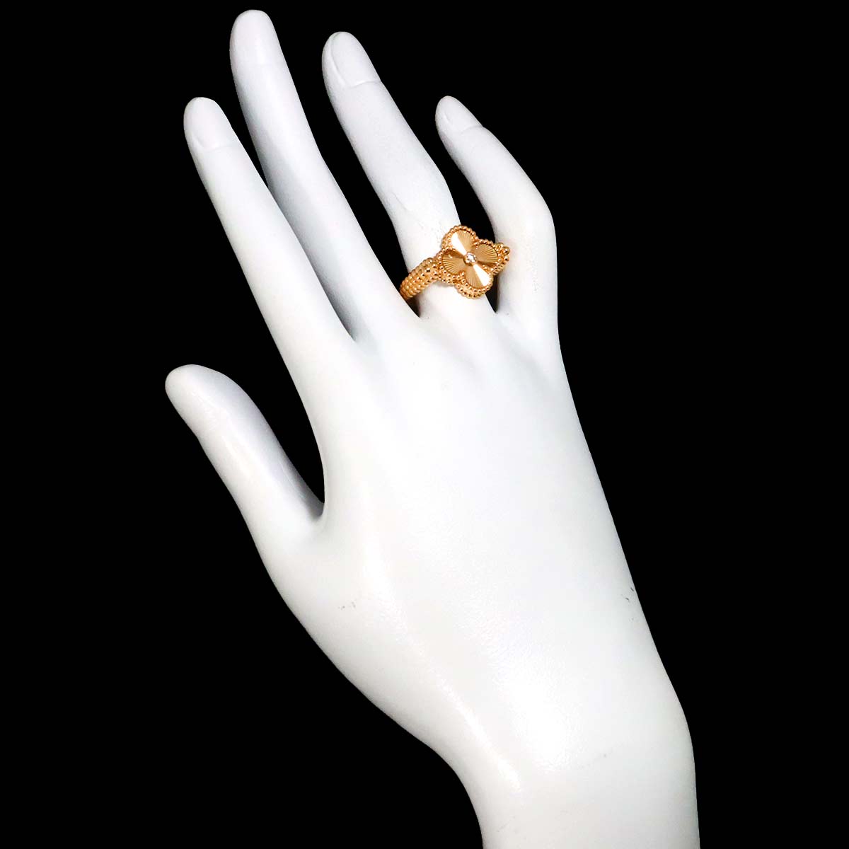 Vintage Alhambra Diamond Ring 18K PG size53 6.75US
