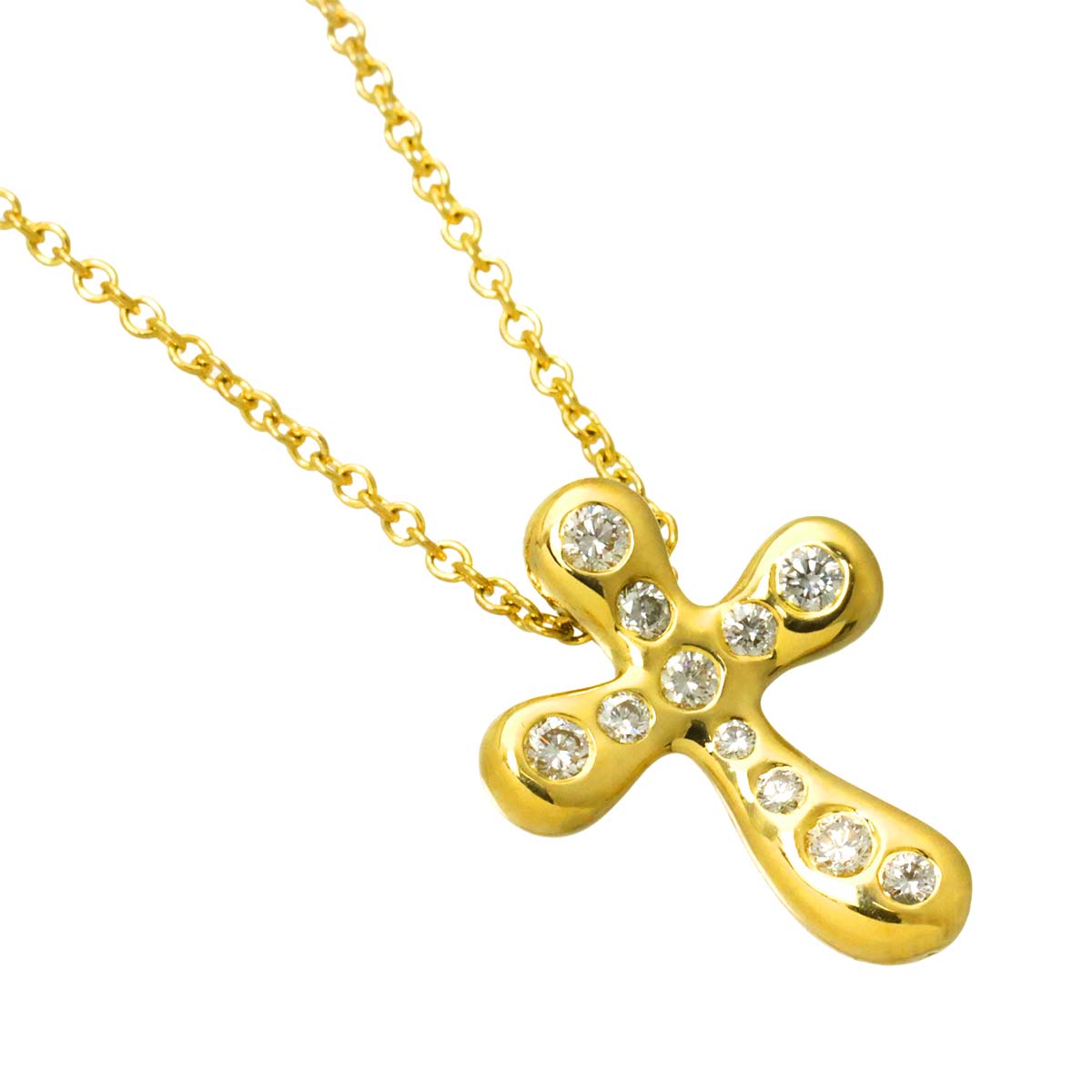 Dots Cross Diamond Necklace 18K YG 750