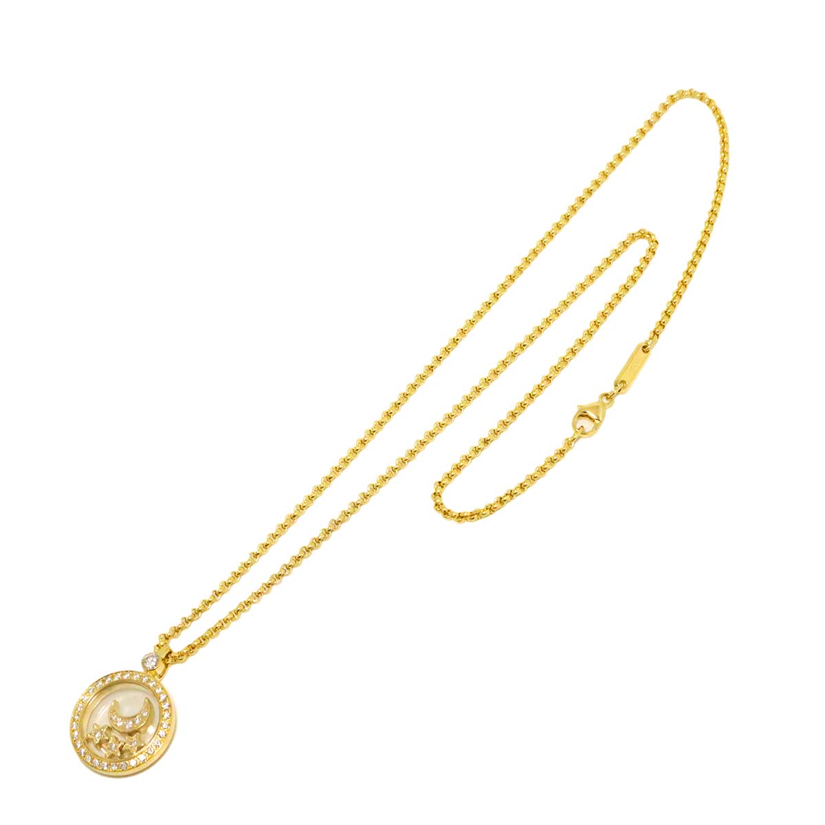 Happy Diamond Moon and Stars Necklace 18K YG 750