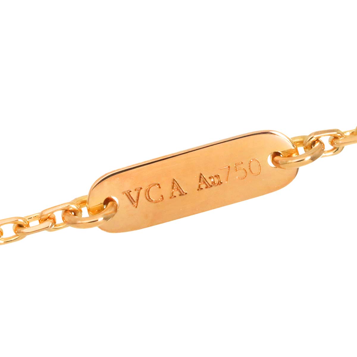 Van Cleef Arpels Vintage Alhambra Wood Diamond Necklace 18K PG 750
