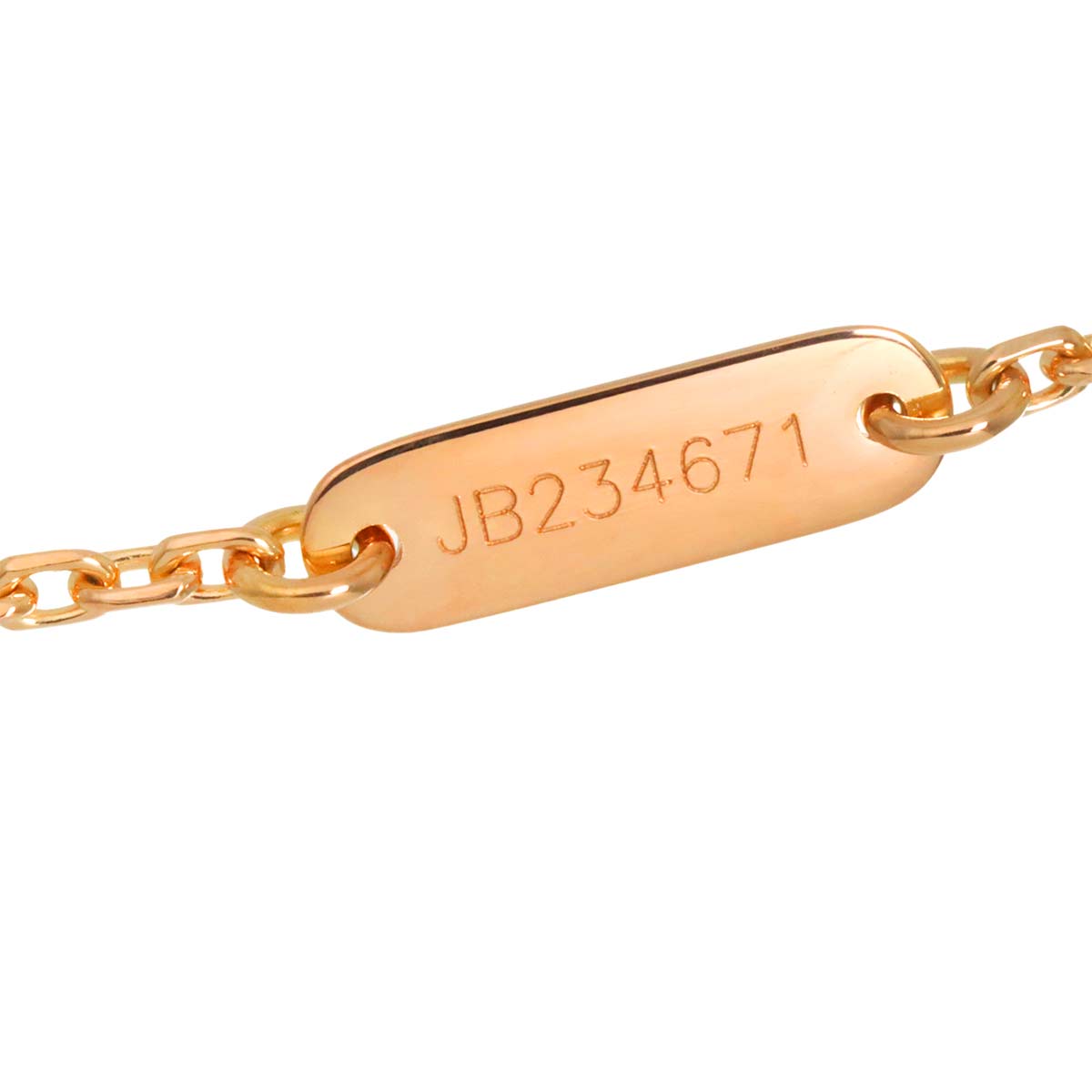 Van Cleef Arpels Vintage Alhambra Wood Diamond Necklace 18K PG 750
