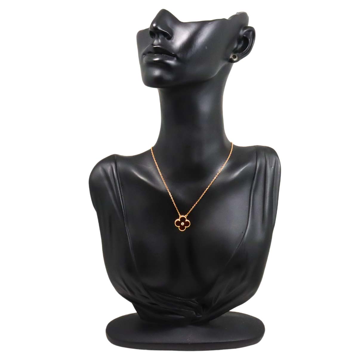 Van Cleef Arpels Vintage Alhambra Wood Diamond Necklace 18K PG 750