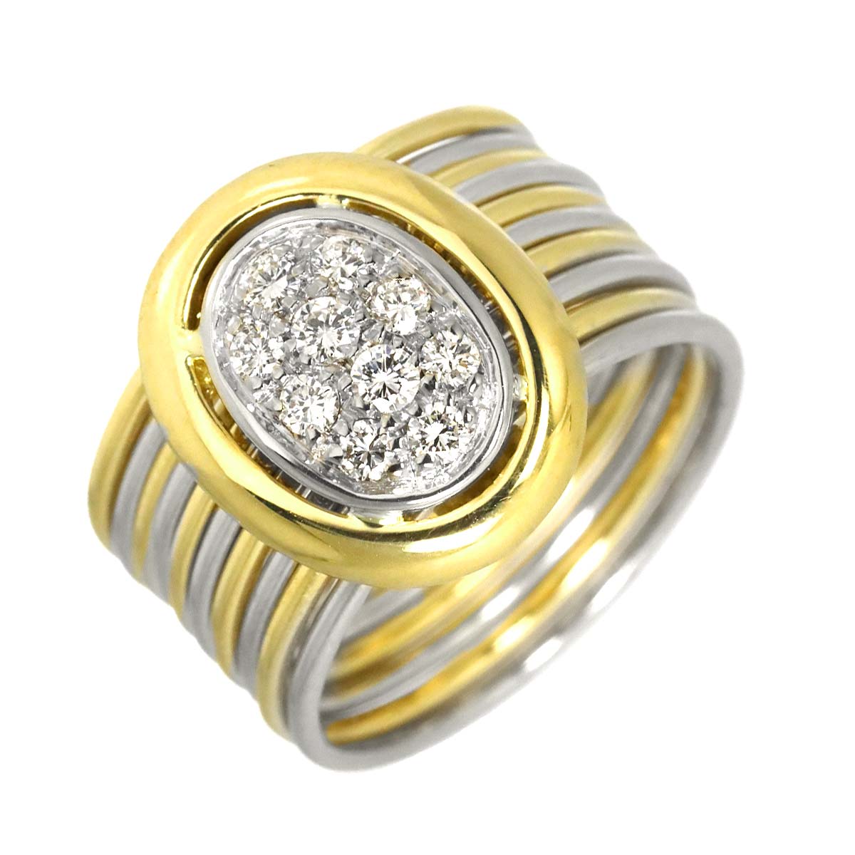 Diamond Ring 18K YG WG 750 size5-5.25(US)