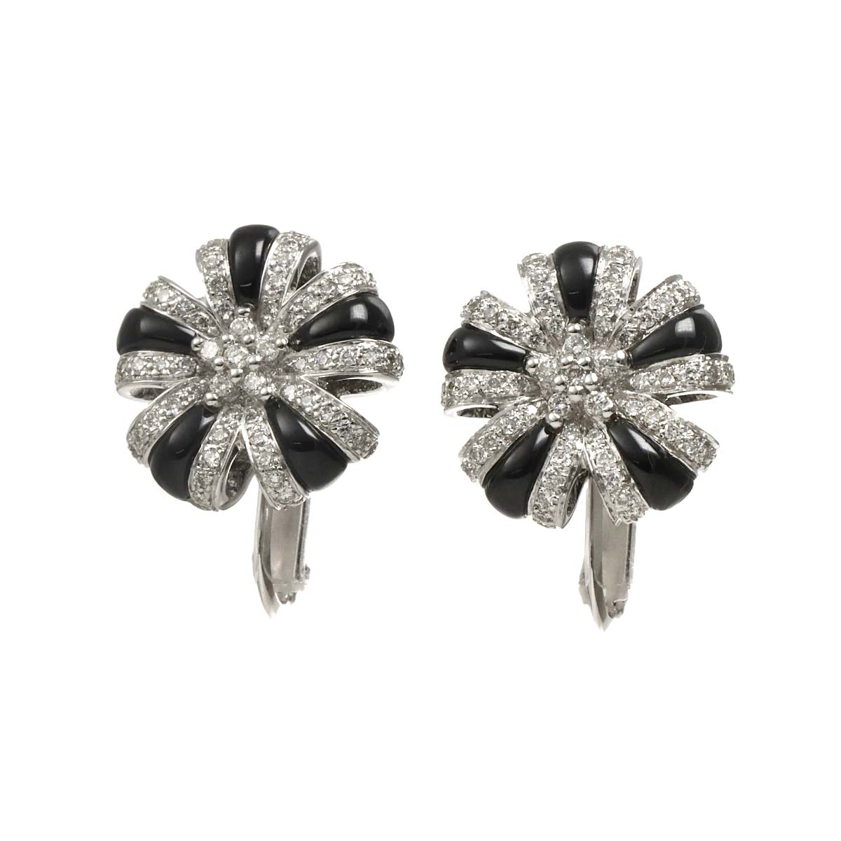 Diamond 0.32ct/0.32ct Earrings Clip on 18K 14K White Gold 750 585