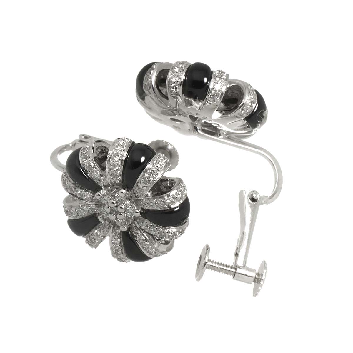 Diamond 0.32ct/0.32ct Earrings Clip on 18K 14K White Gold 750 585