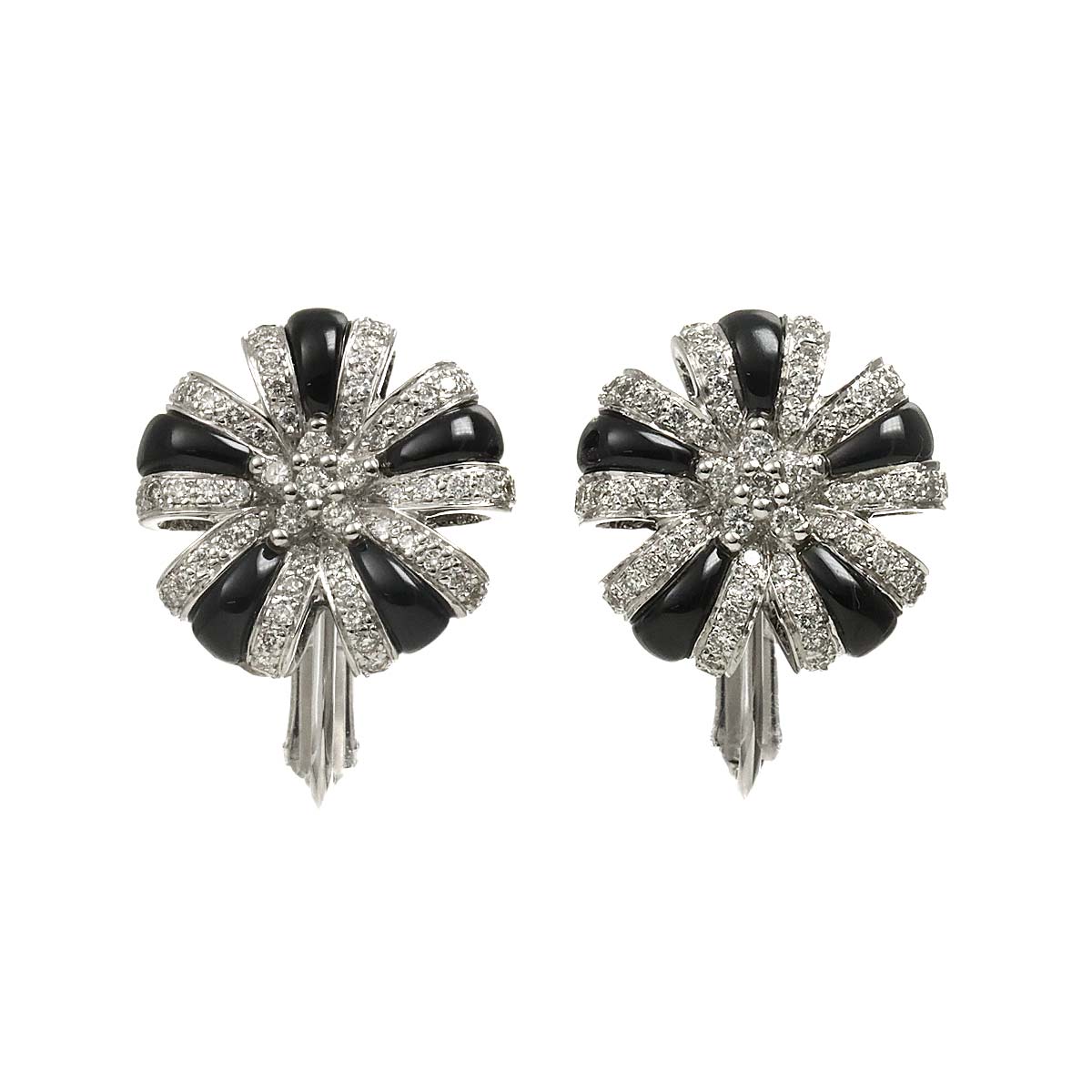 Diamond 0.32ct/0.32ct Earrings Clip on 18K 14K White Gold 750 585