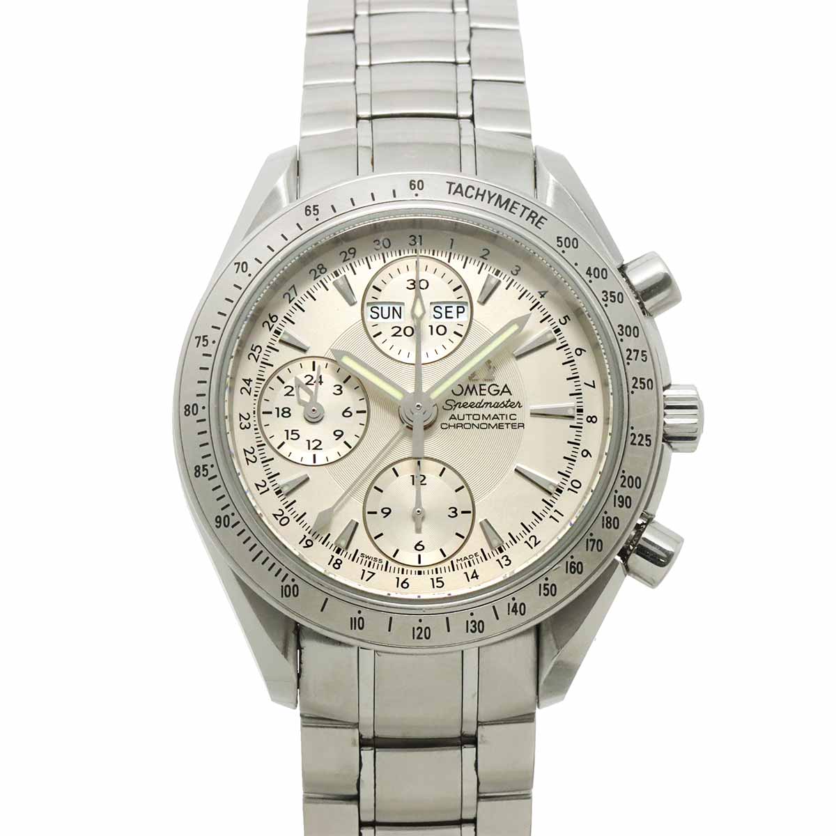 Speedmaster 3221 30 Triple calendar Chronograph Silver Dial