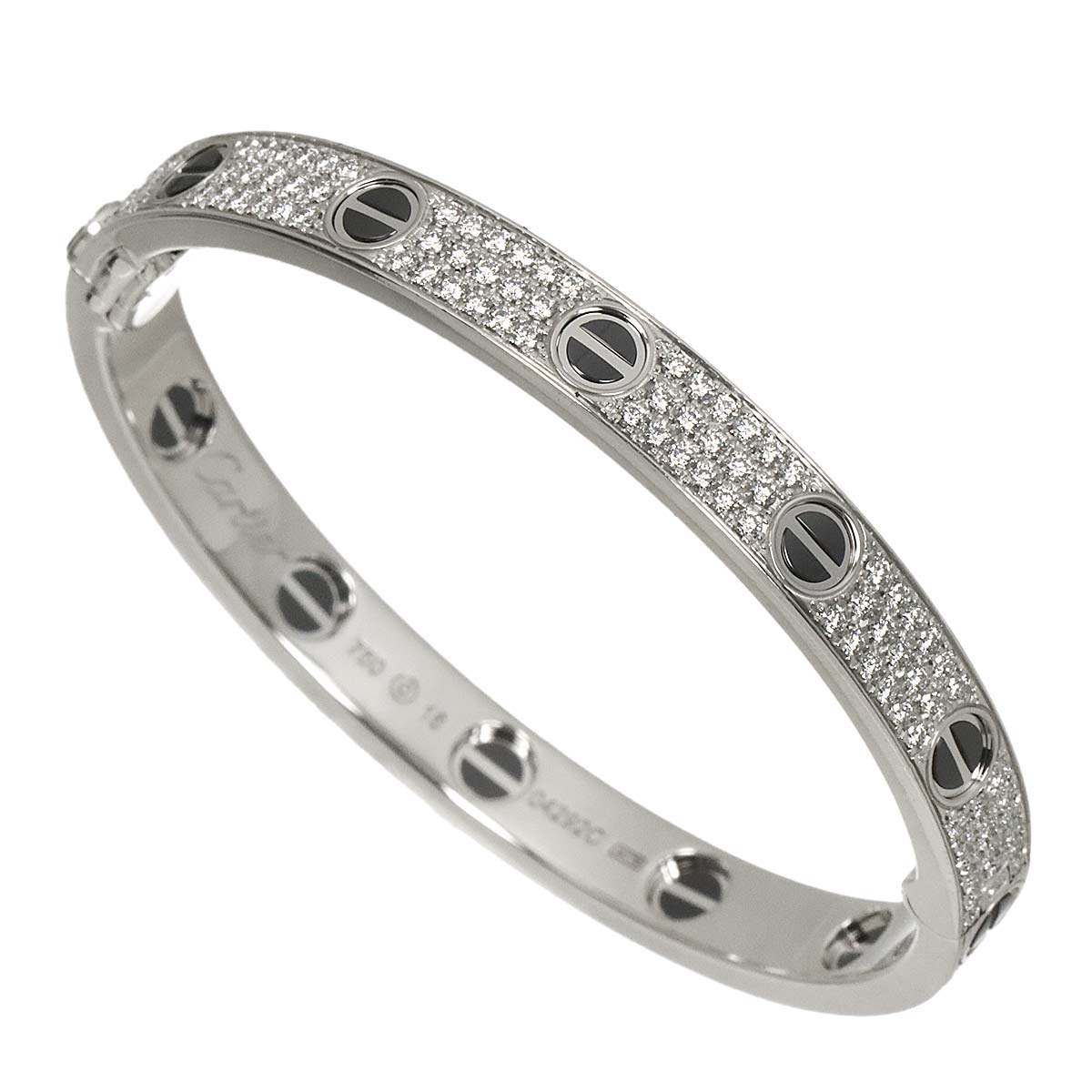 Cartier Love Bracelet Pave Diamond Ceramic 18K WG 750 Size16