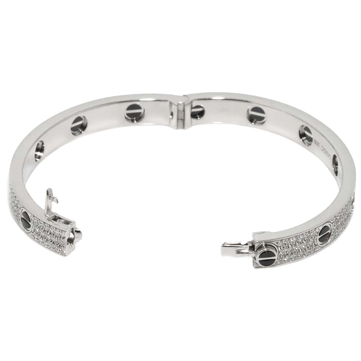 Cartier Love Bracelet Pave Diamond Ceramic 18K WG 750 Size16