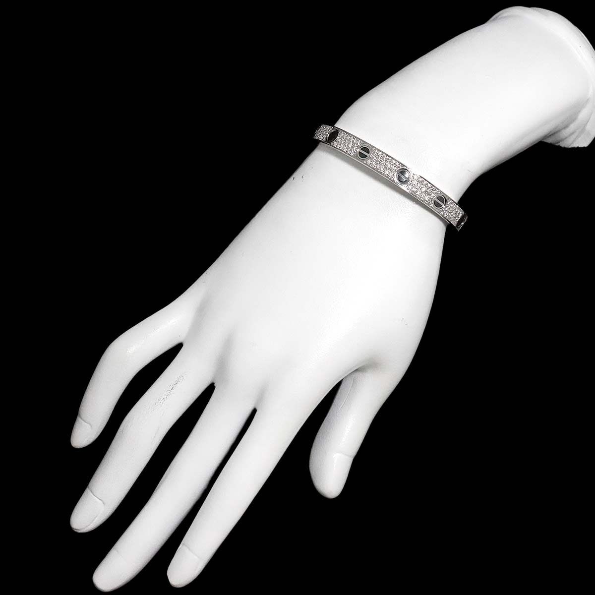 Cartier Love Bracelet Pave Diamond Ceramic 18K WG 750 Size16