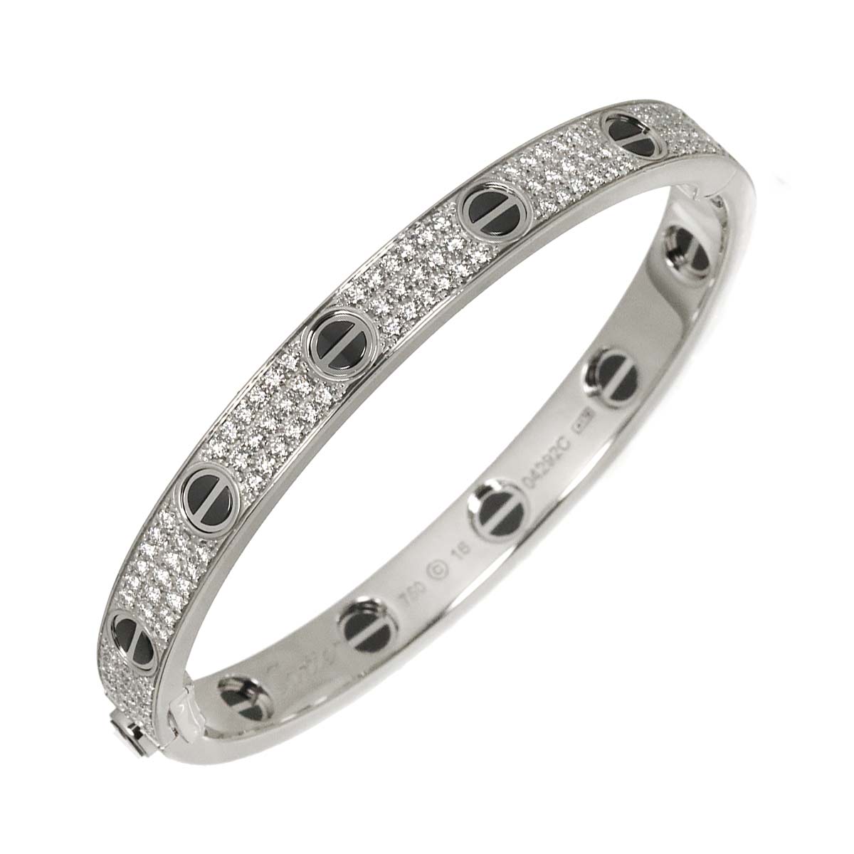 Cartier Love Bracelet Pave Diamond Ceramic 18K WG 750 Size16