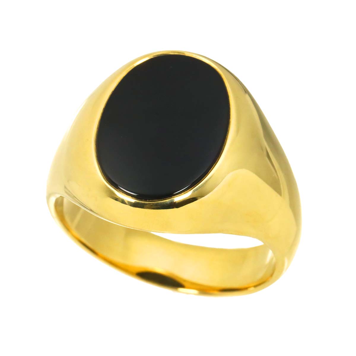 Onyx Ring 18K Yellow Gold 750 Size10.25-10.5(US)