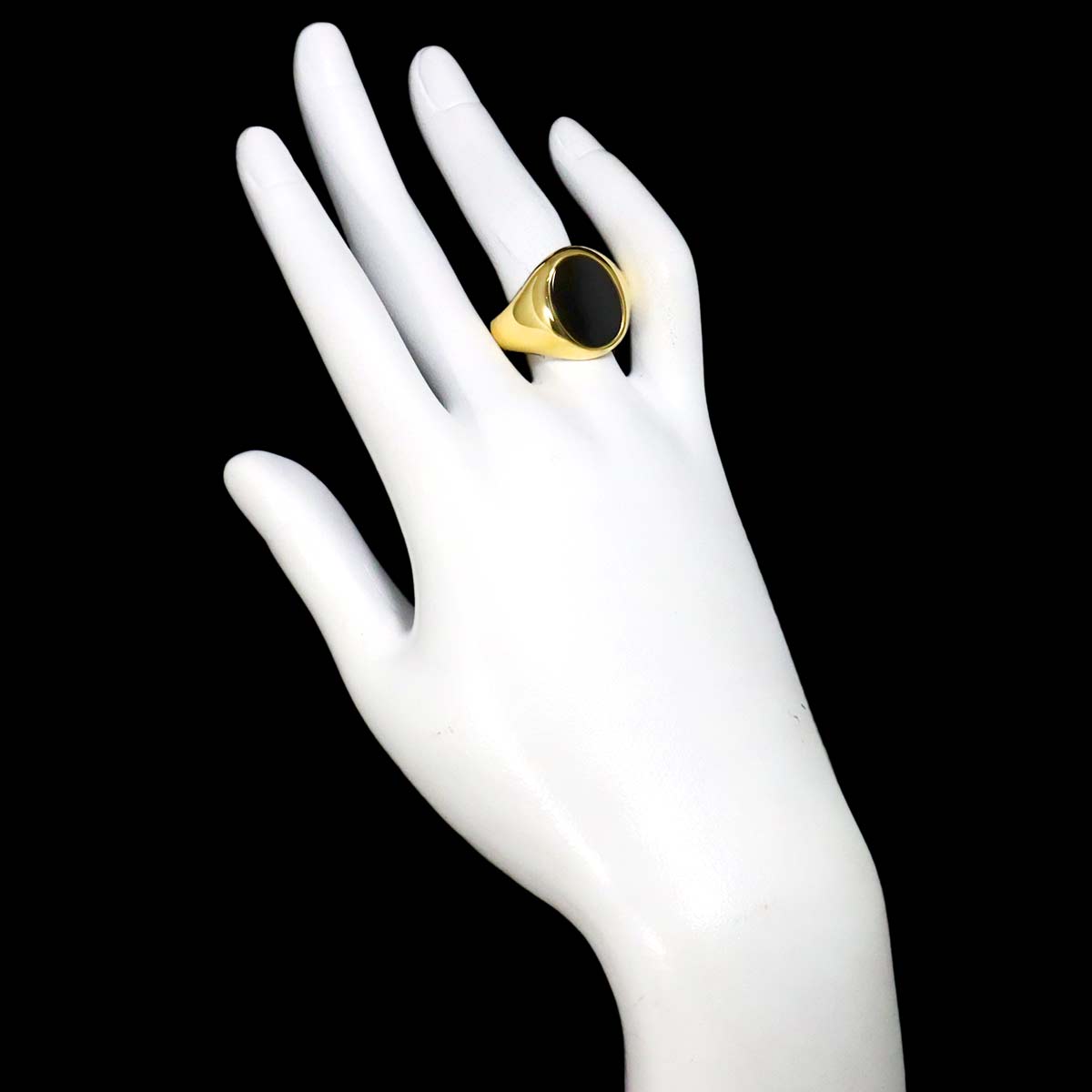 Onyx Ring 18K Yellow Gold 750 Size10.25-10.5(US)