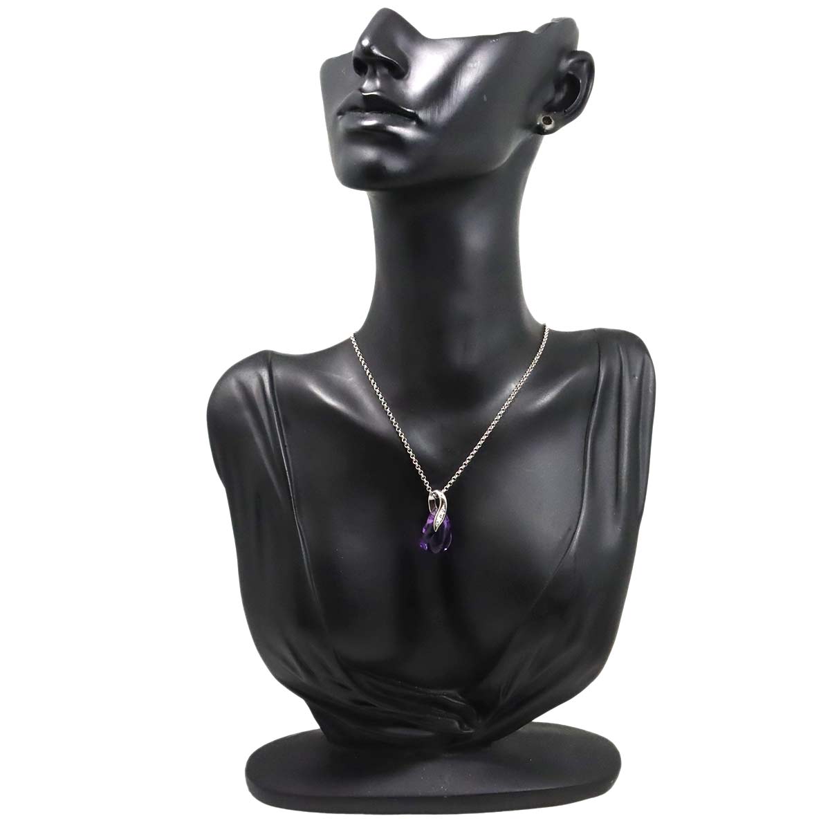 Amethyst Diamond 0.04ct Necklace 18K White Gold 750