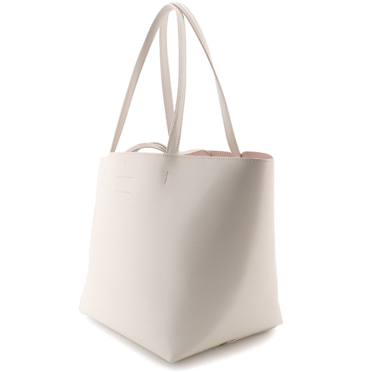 Tote Bag Leather White Pouch