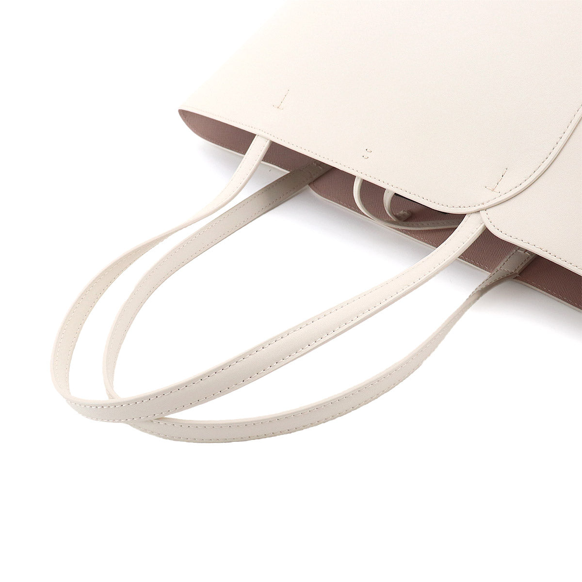 Tote Bag Leather White Pouch