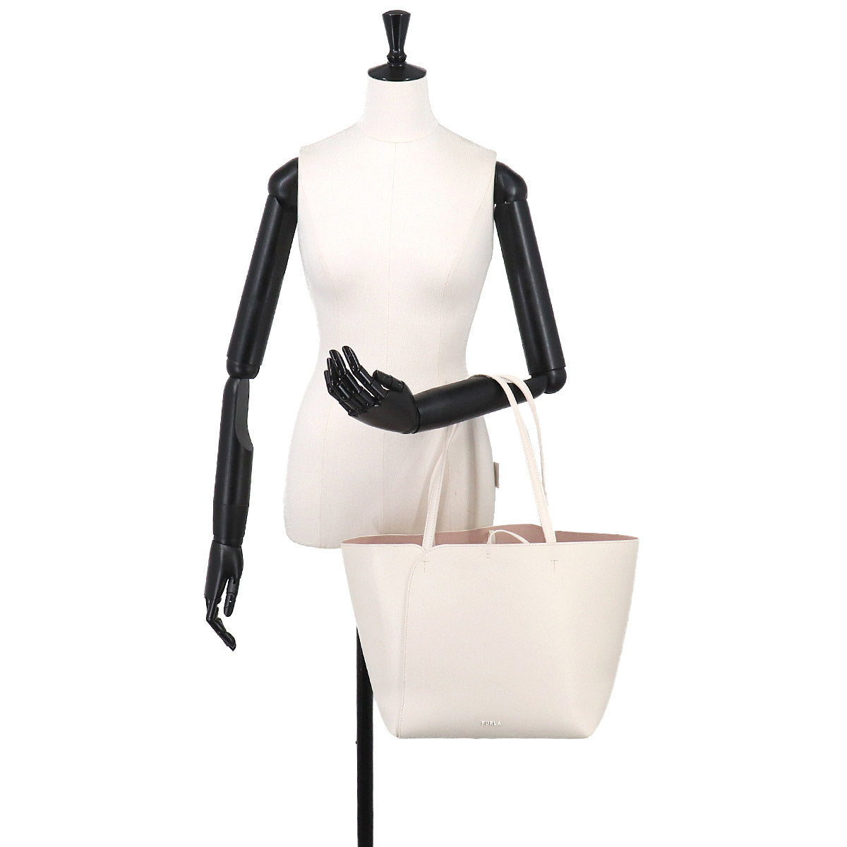 Tote Bag Leather White Pouch