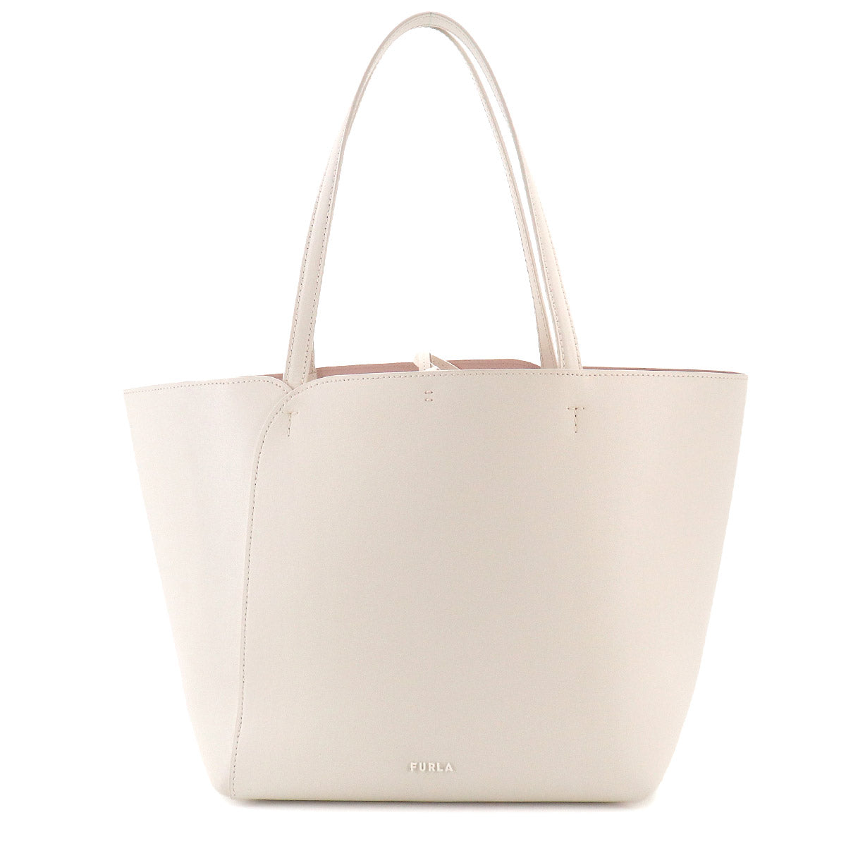 Tote Bag Leather White Pouch
