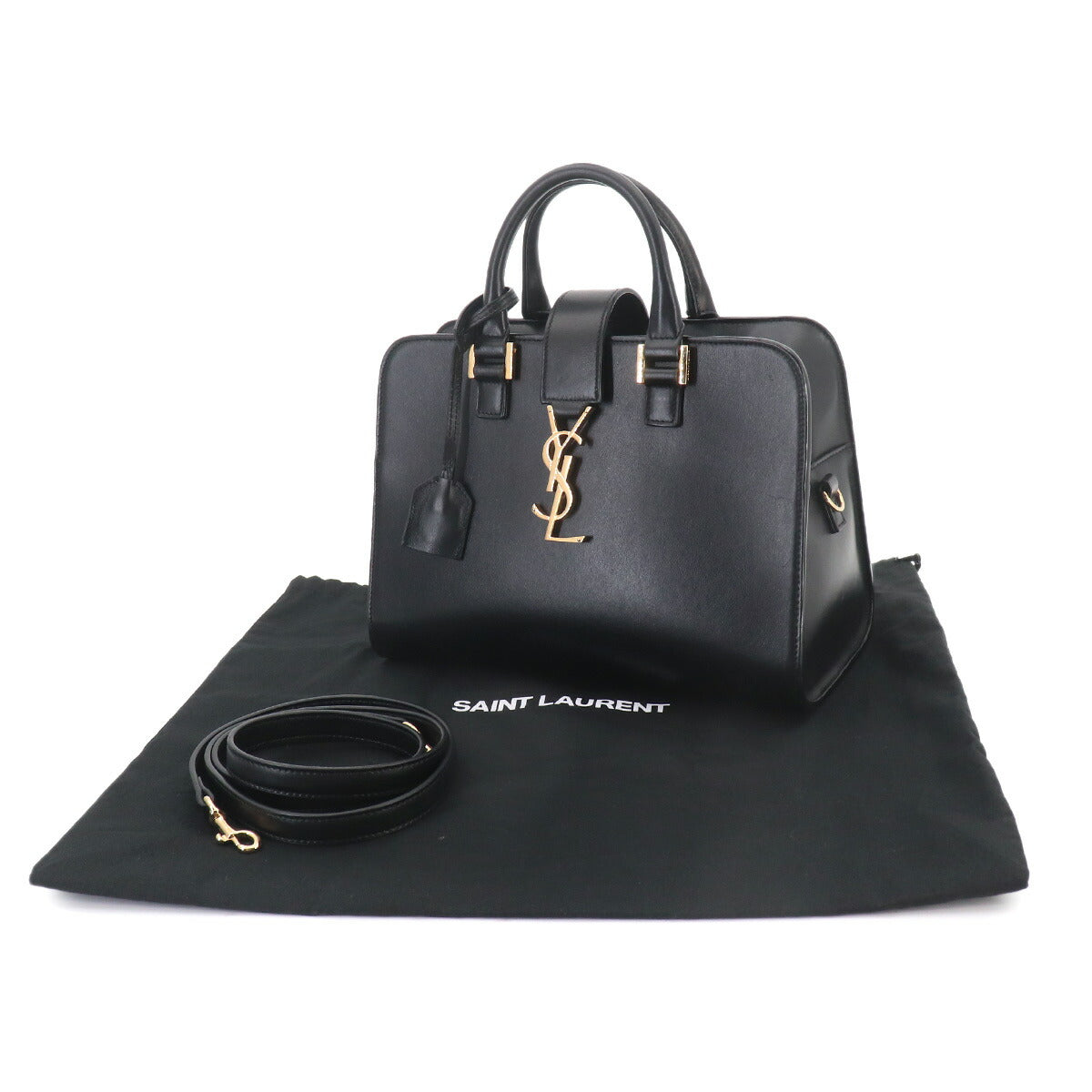 Baby Cabas Hand Shoulder Bag Leather Black 568853