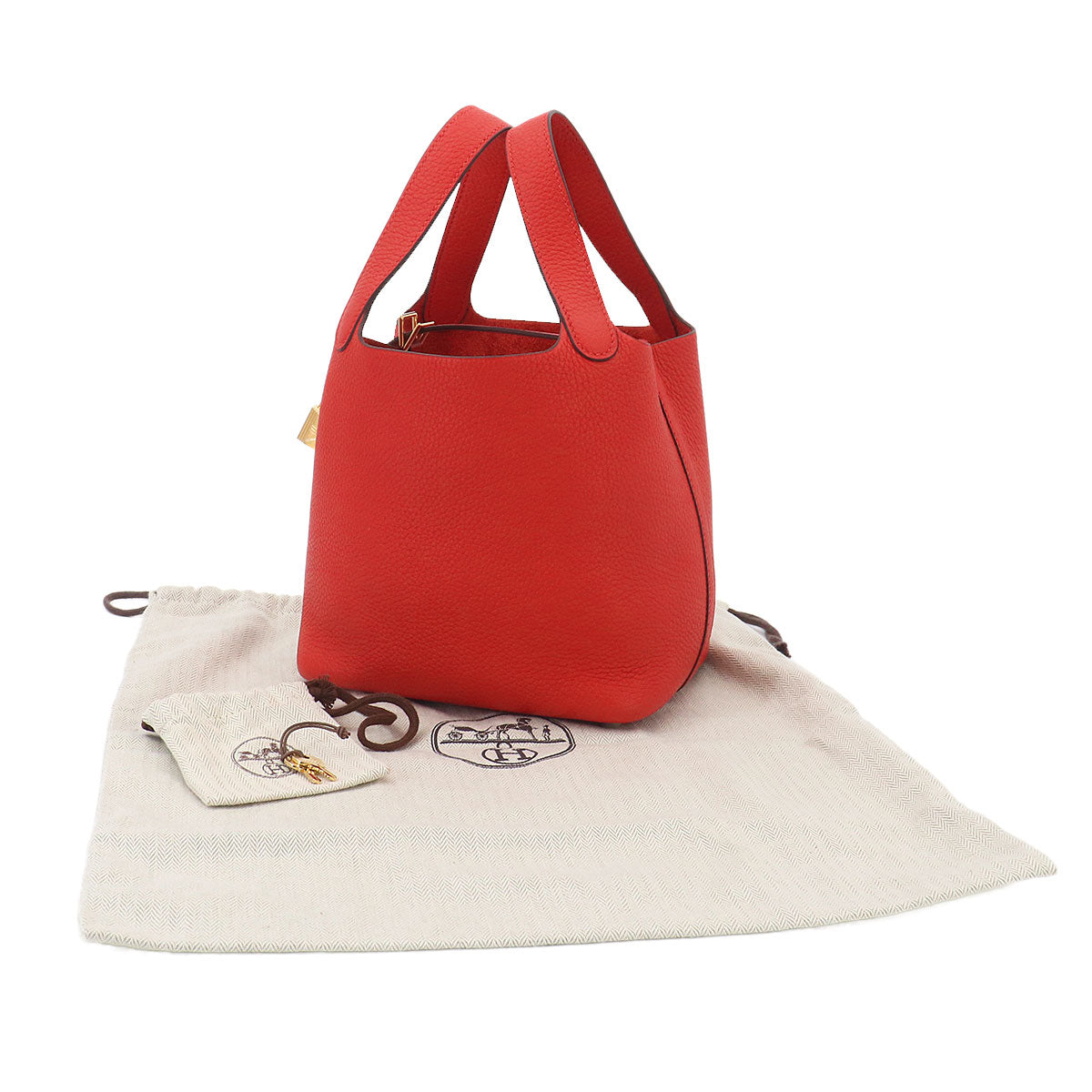 Picotin Lock PM Hand Bag Taurillon Clemence Rouge de coeur