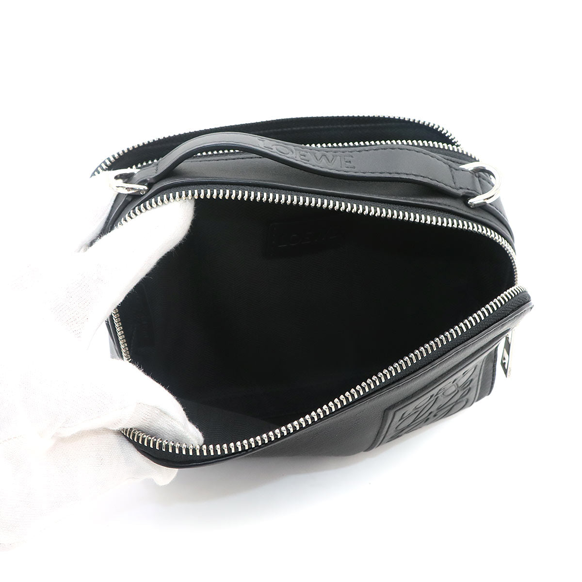 Mini crossbody camera Bag Hand Shoulder Bag Leather Black Anagram