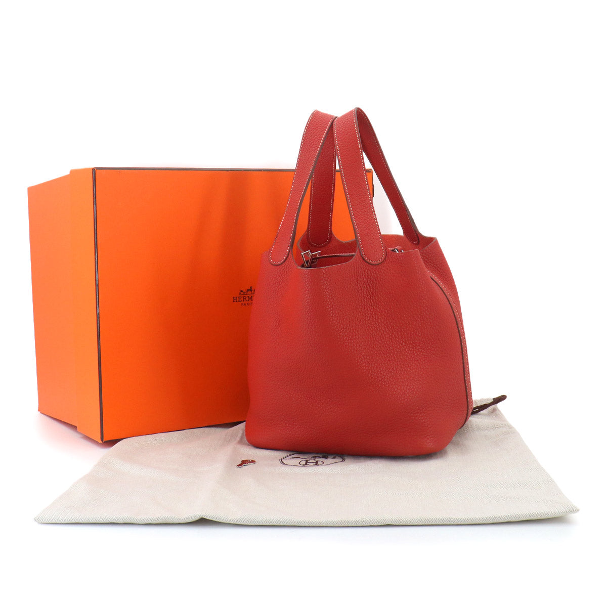 Picotin Lock MM Hand Bag Taurillon Clemence Sanguine