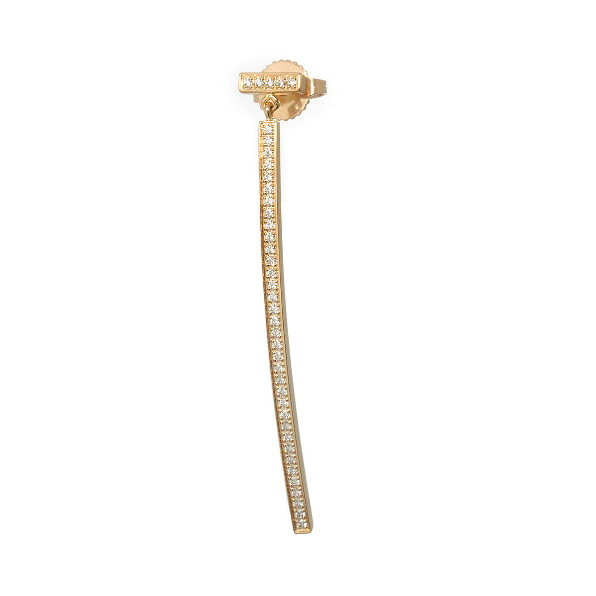 T Wire Bar Diamond Earring Pierced 18K PG One Piece only