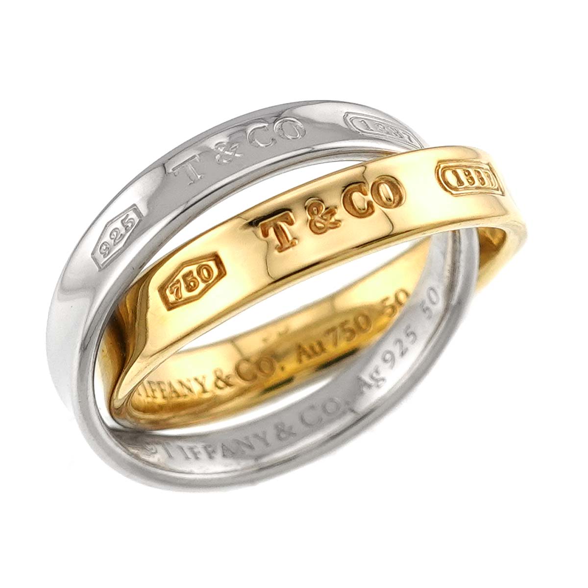 1837 Interlocking Ring 18K YG 750 SV 925 size5.25(US)
