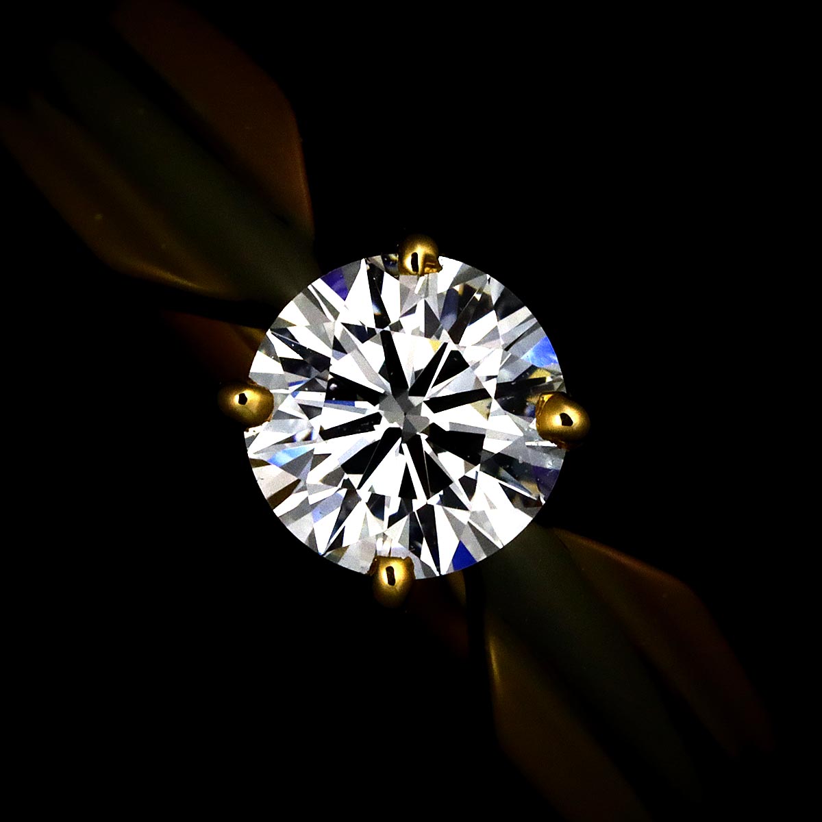 Trinity Solitaire Diamond 0.34ct Ring 18K 750 Size47 4-4.5(US)