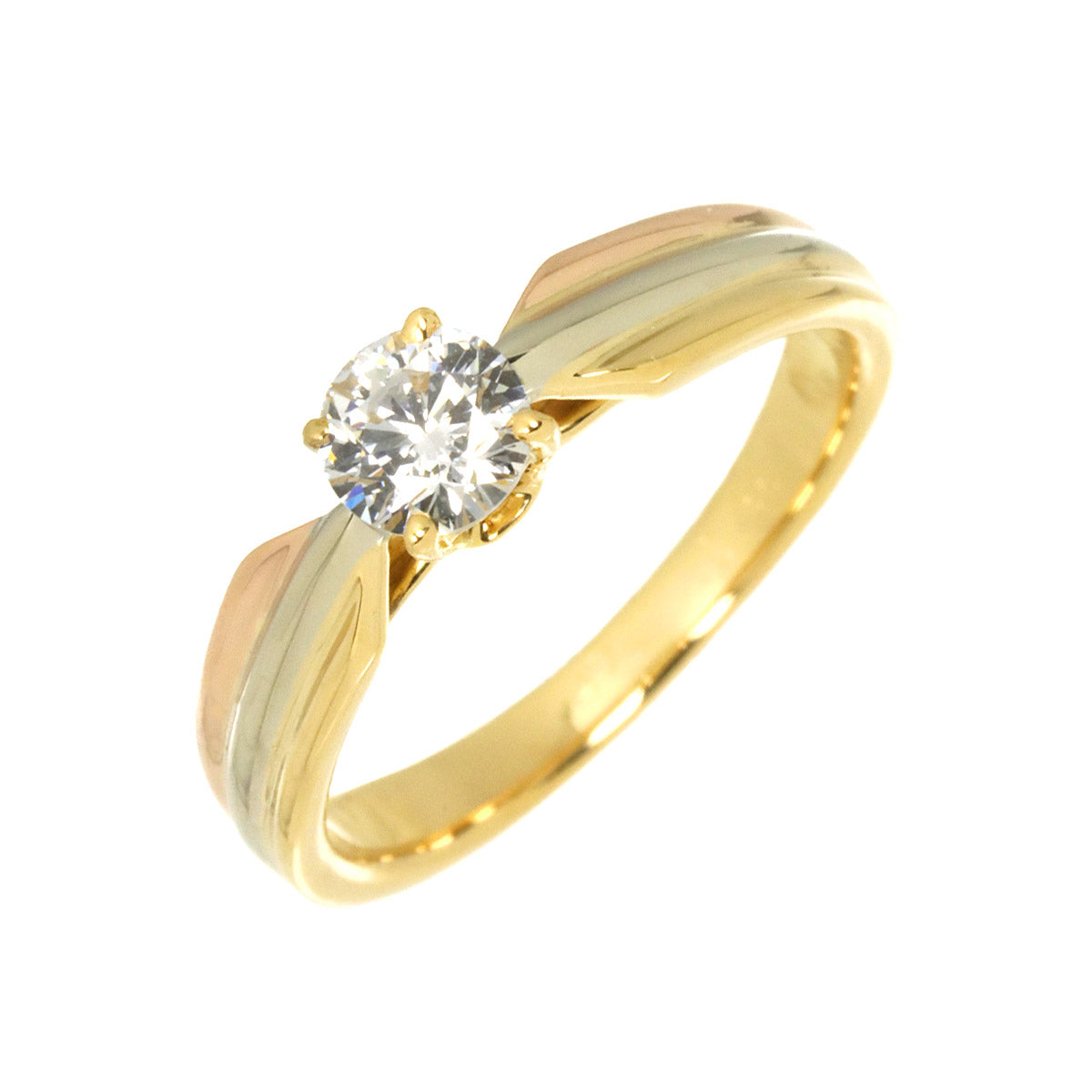 Trinity Solitaire Diamond 0.34ct Ring 18K 750 Size47 4-4.5(US)