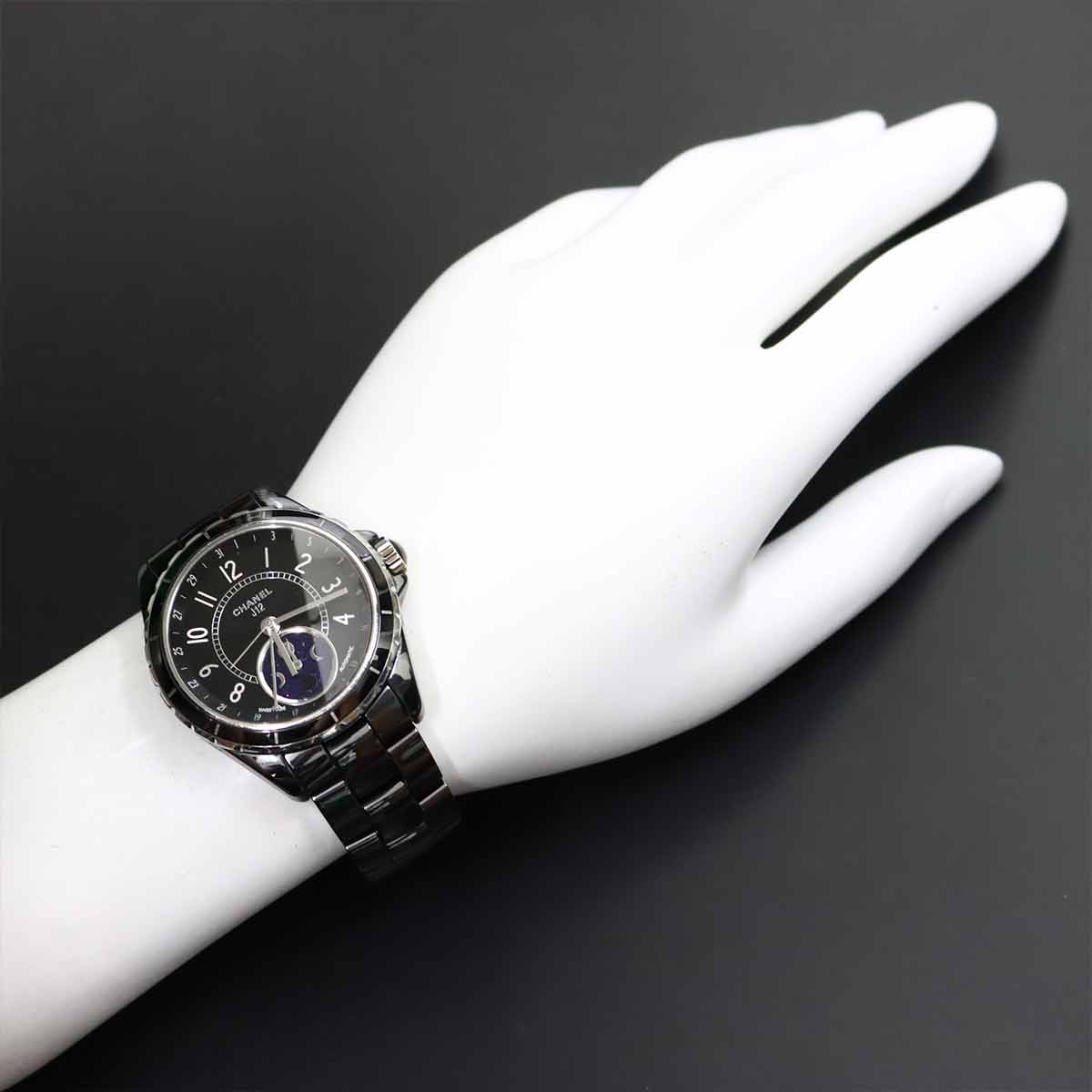 J12 Phase De Lune H3406 Moon phase Automatic Black Dial Mens