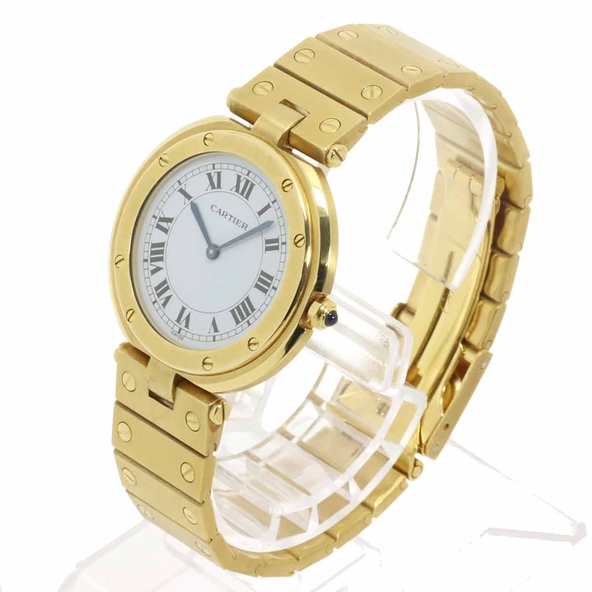 Cartier Santos Round Two Tone 750 YG Quartz White Dial Boys