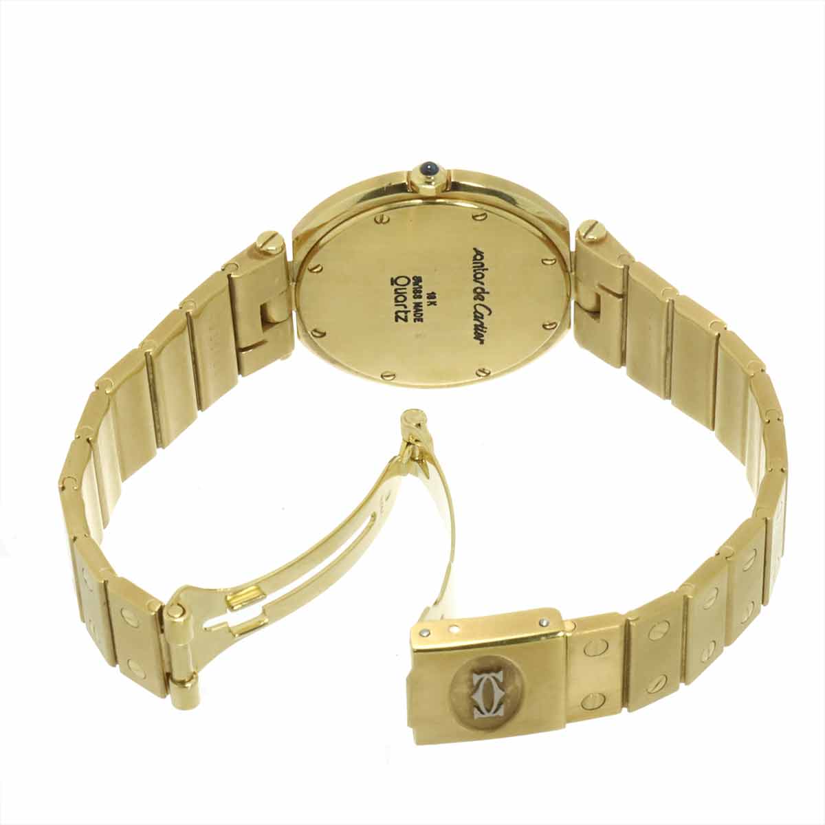 Cartier Santos Round Two Tone 750 YG Quartz White Dial Boys