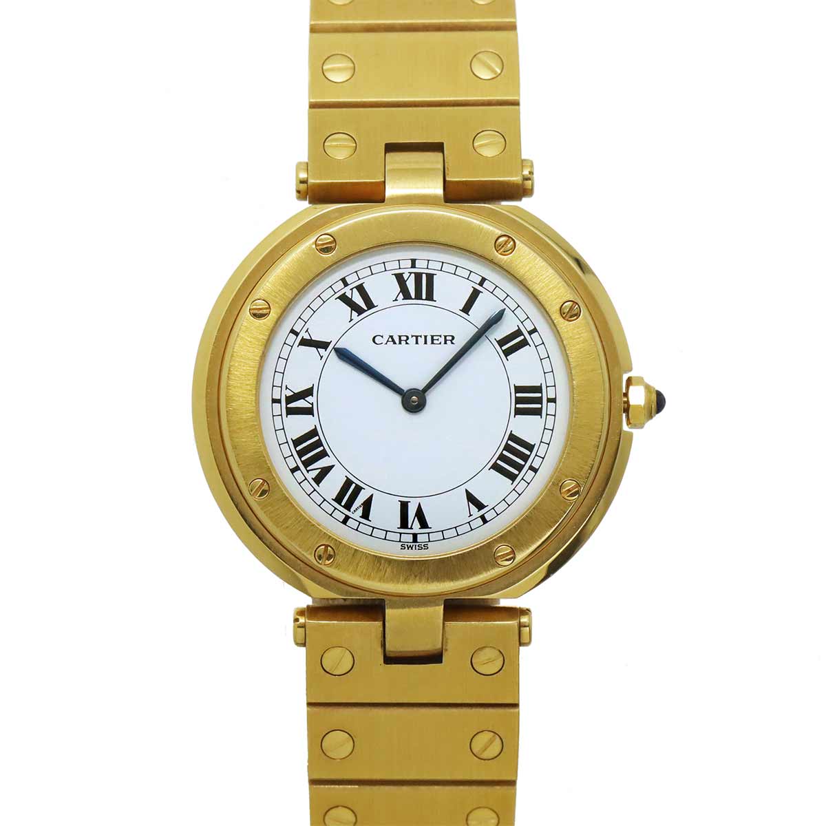 Cartier Santos Round Two Tone 750 YG Quartz White Dial Boys