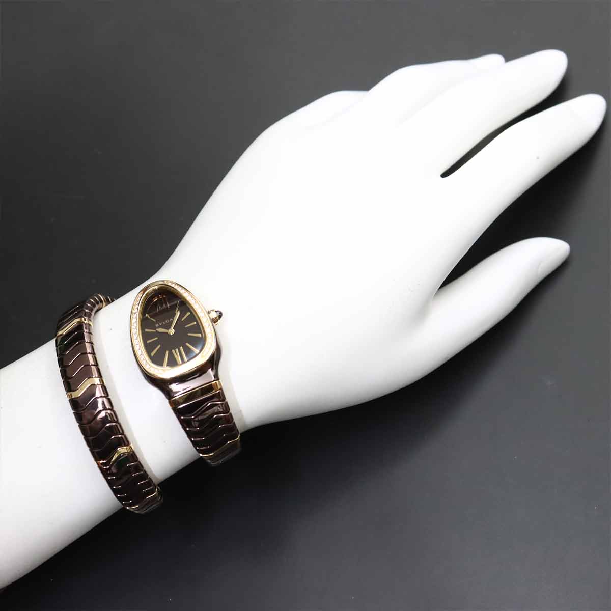 Serpenti SPC35BG Quartz K18PG Ceramic Ladies Watch
