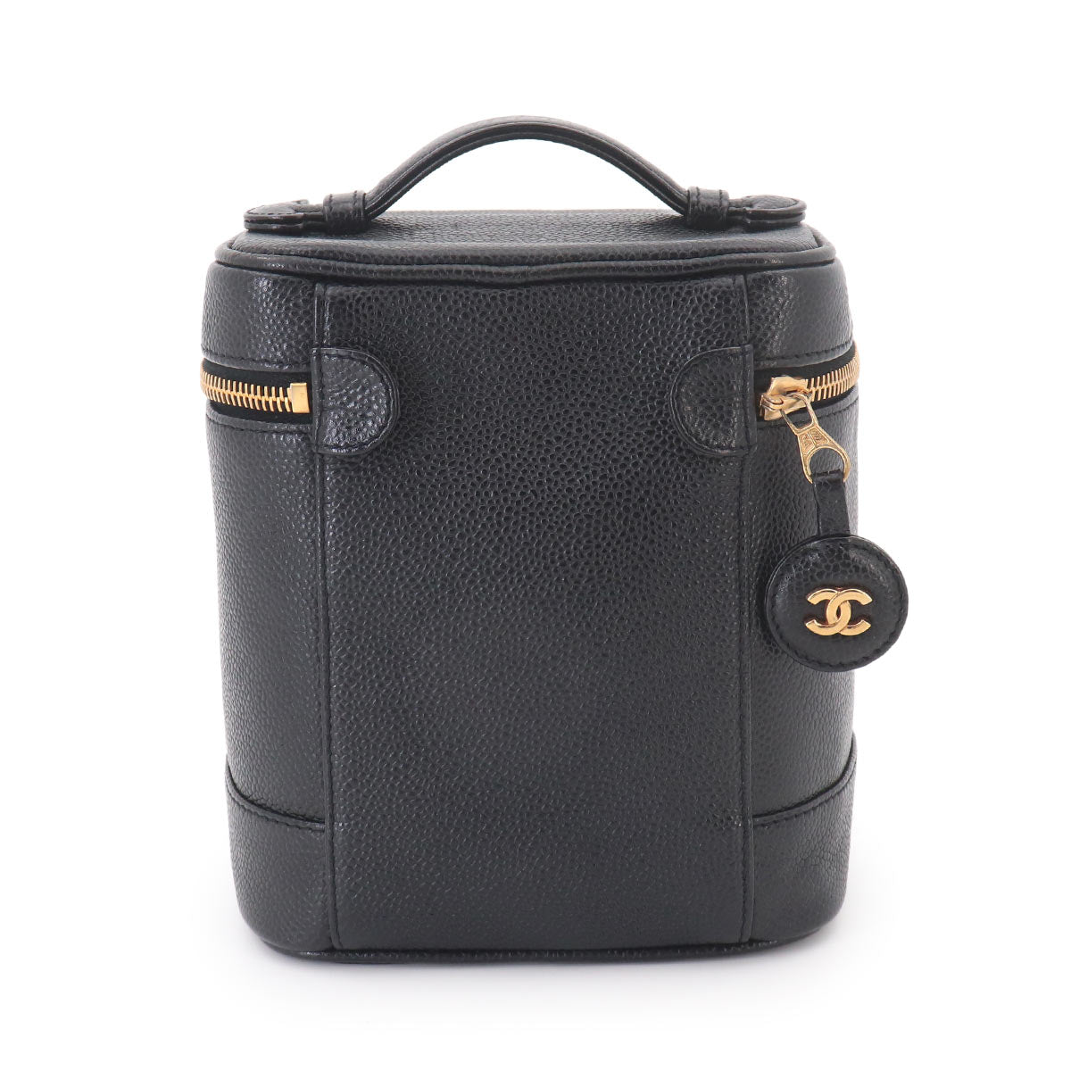 Vanity Hand Bag Leather Black A01998 Coco Logos Vintage Purse