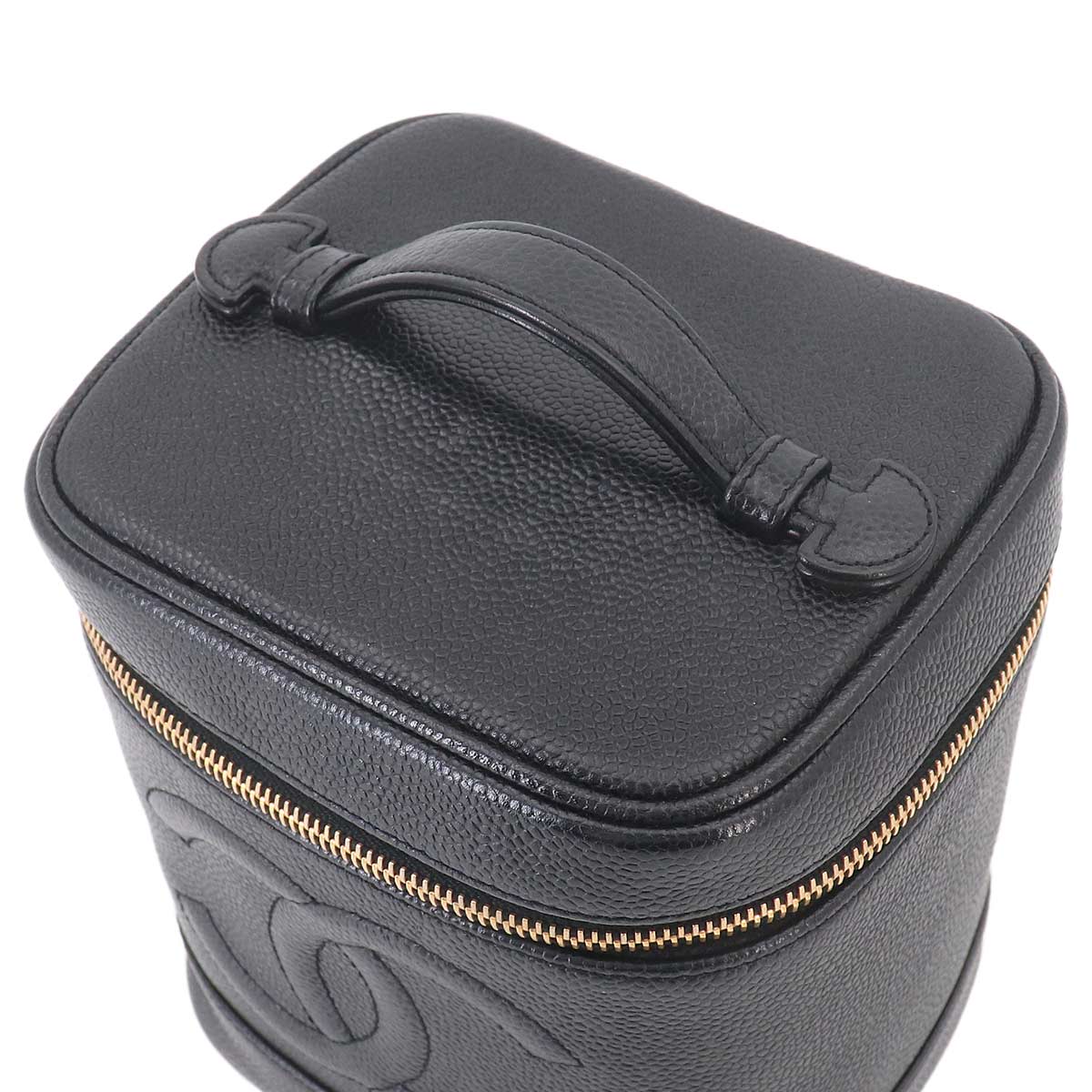 Vanity Hand Bag Leather Black A01998 Coco Logos Vintage Purse