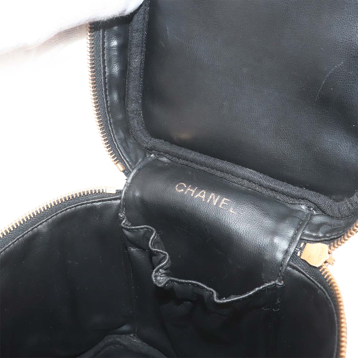 Vanity Hand Bag Leather Black A01998 Coco Logos Vintage Purse
