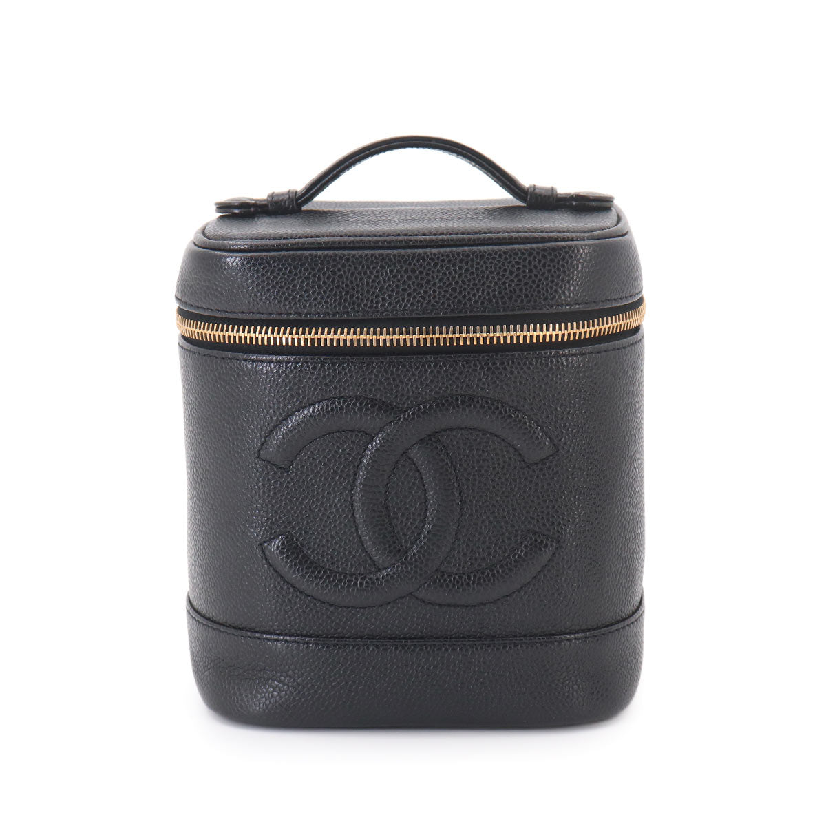 Vanity Hand Bag Leather Black A01998 Coco Logos Vintage Purse