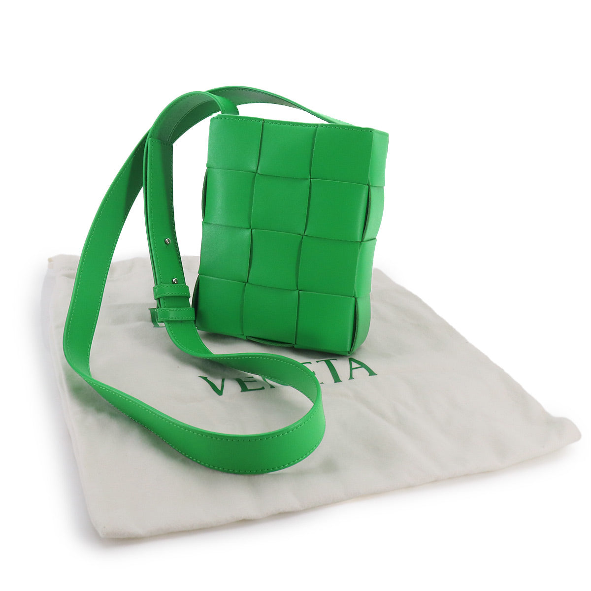 Intrecciato Mini Cassette Shoulder Bag Green 729298