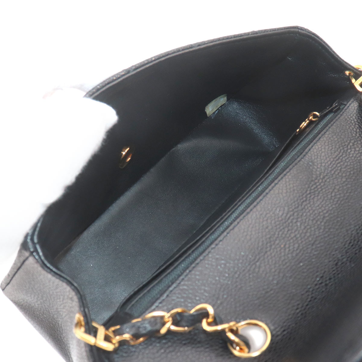 Diana Matelasse 22 Chain Shoulder Bag Leather Black