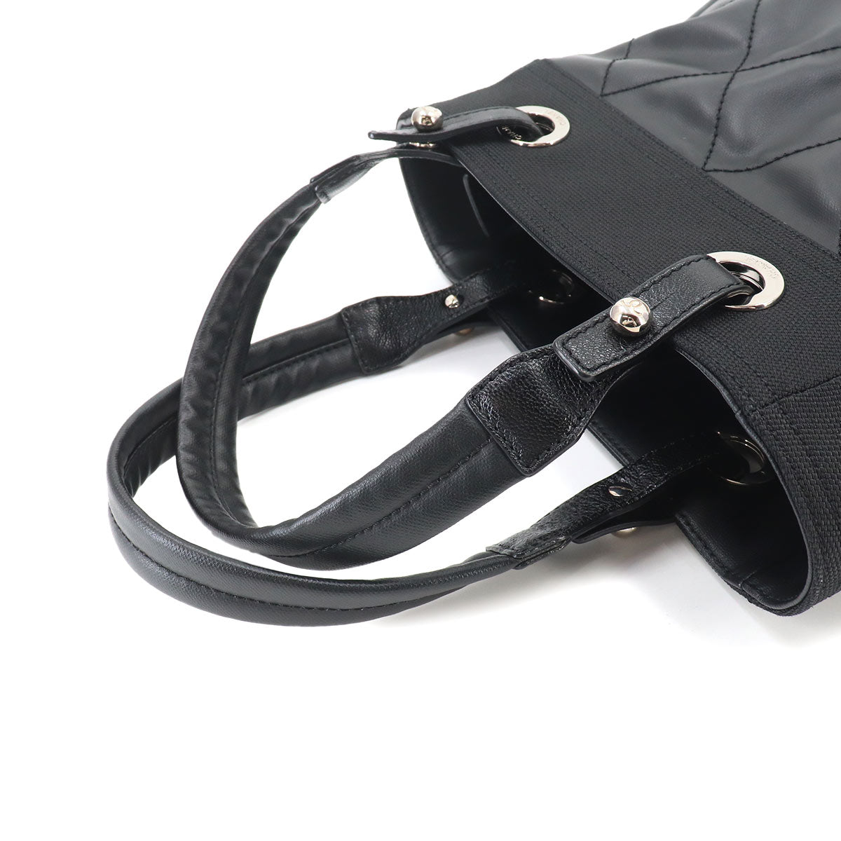 Paris Biarritz PM Tote Bag PVC Nylon Leather Black A34208 Purse
