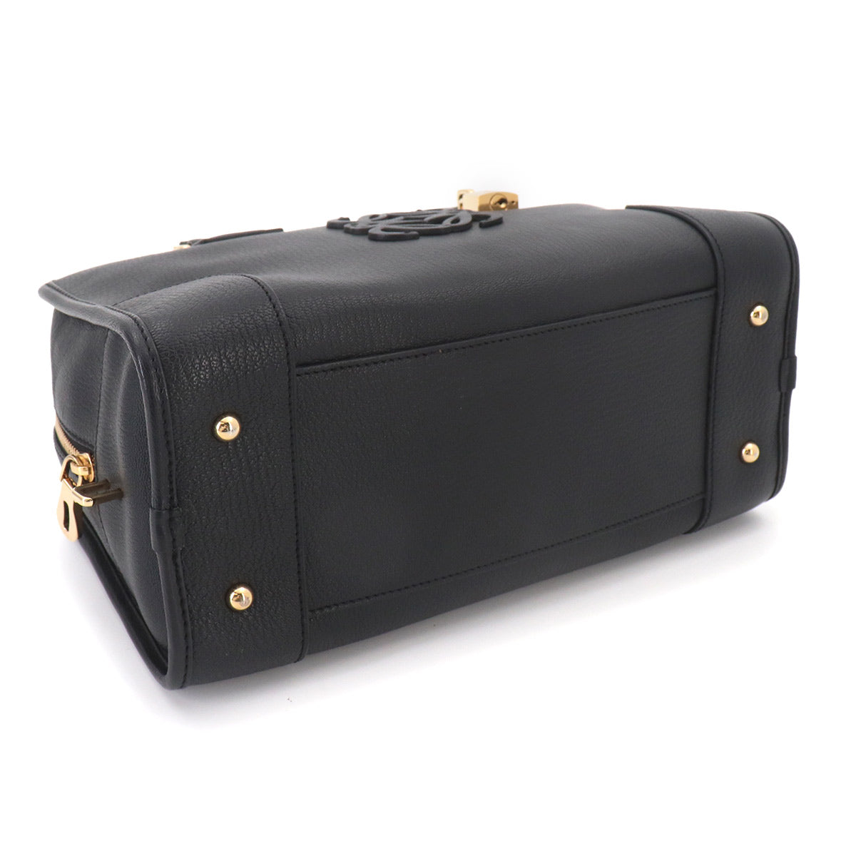 Amazona 28 Hand Bag Leather Black Anagram Purse