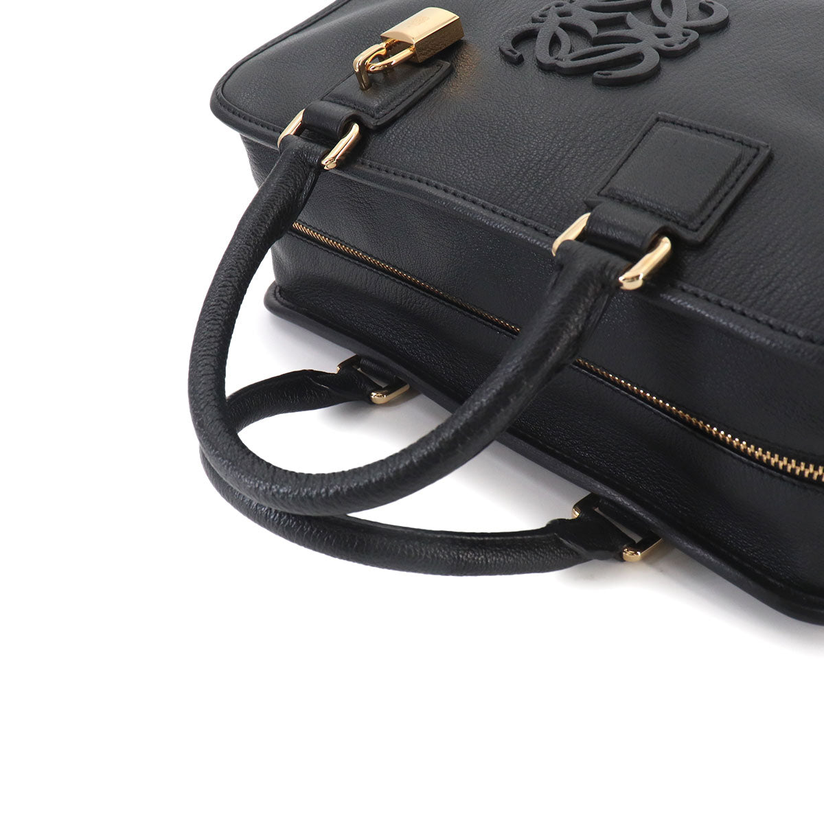 Amazona 28 Hand Bag Leather Black Anagram Purse