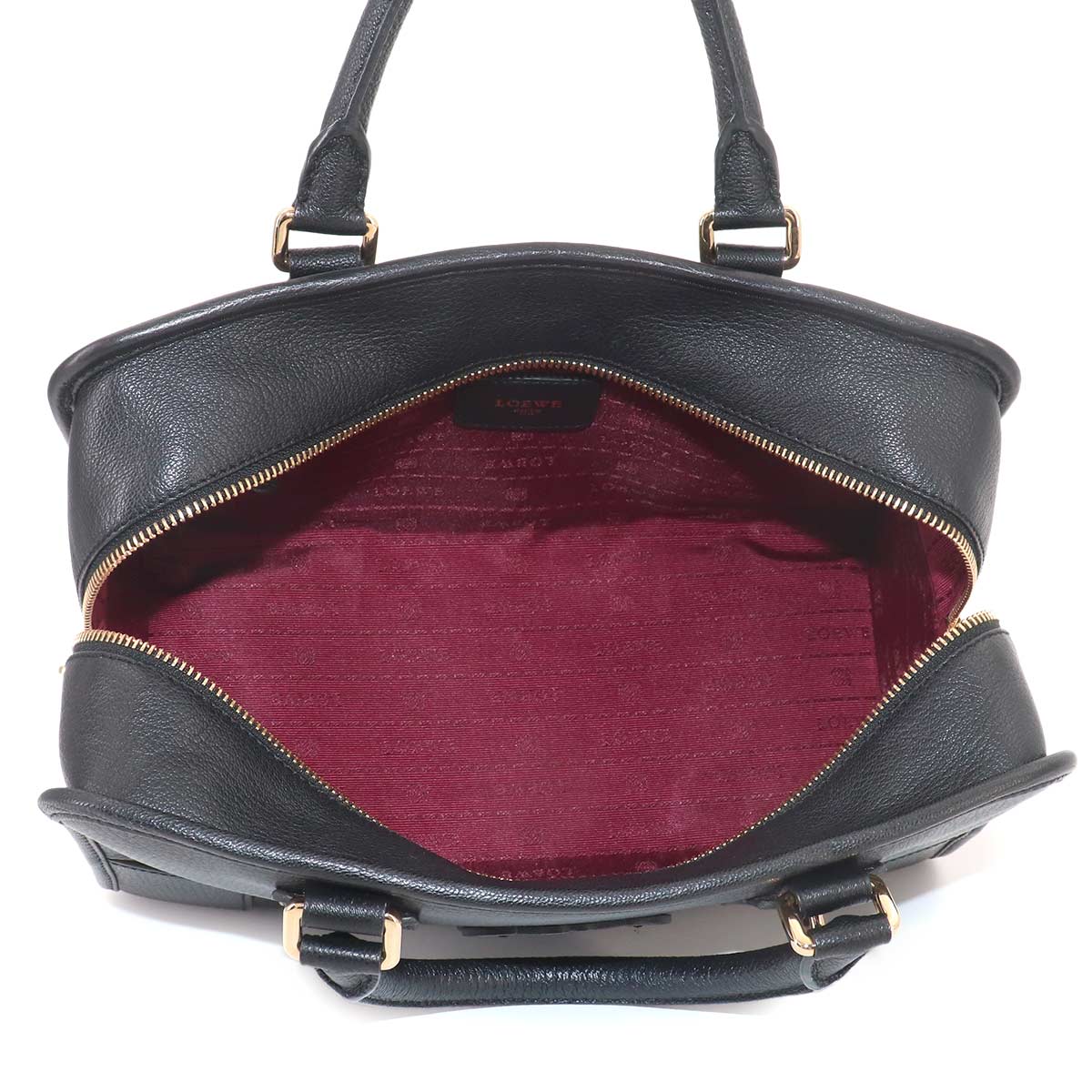 Amazona 28 Hand Bag Leather Black Anagram Purse