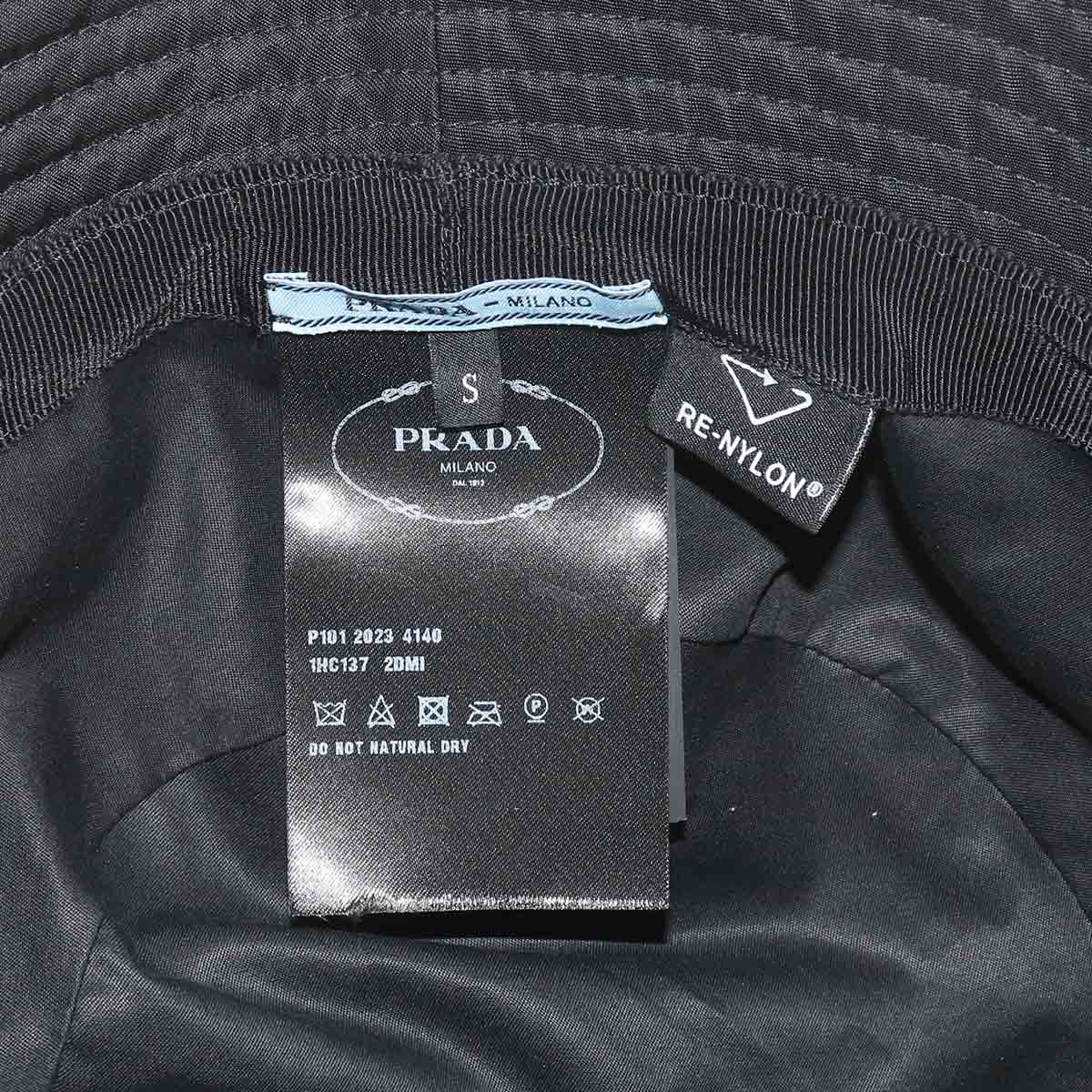 Bucket Hat Polyamide Nylon Black S 1HC137 Triangle Logos