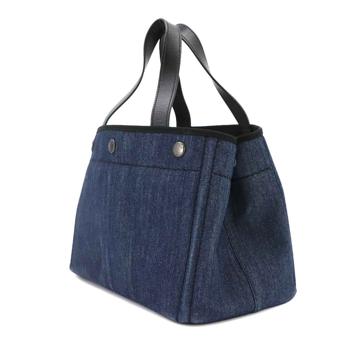 2way Hand Shoulder Bag Denim Leather Blue Black 1BG311 Purse