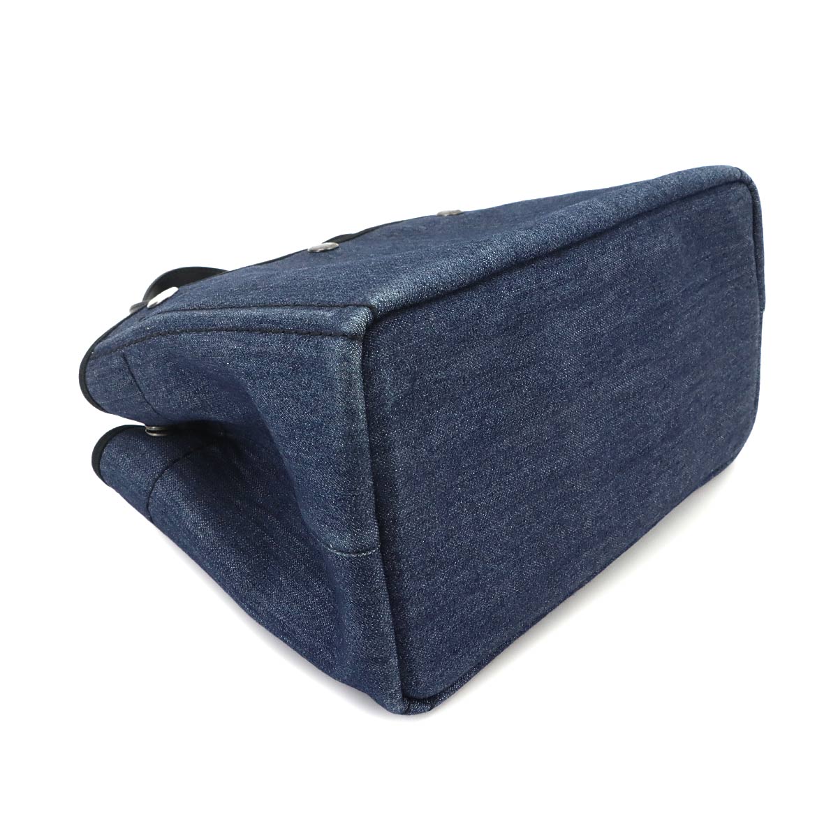2way Hand Shoulder Bag Denim Leather Blue Black 1BG311 Purse