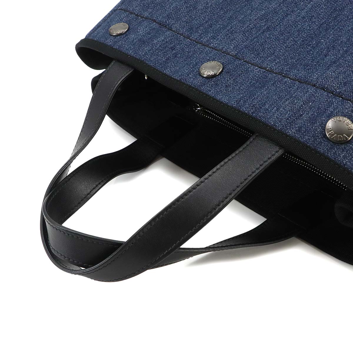 2way Hand Shoulder Bag Denim Leather Blue Black 1BG311 Purse